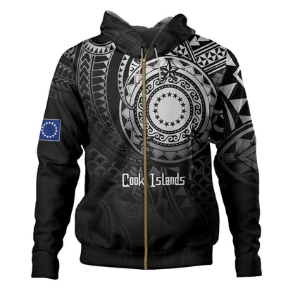 Cook Islands Hoodie Pearl Of The Pacific Black Polynesian Tattau-Myprintsy
