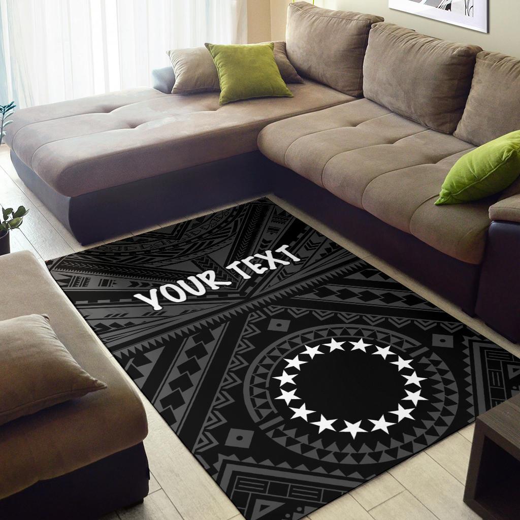 Cook Islands Personalised Area Rug - Seal With Polynesian Tattoo Style ( Black)-Myprintsy