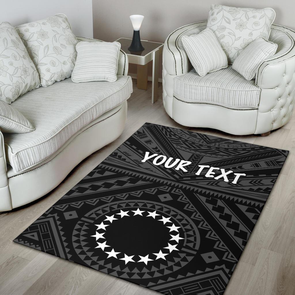 Cook Islands Personalised Area Rug - Seal With Polynesian Tattoo Style ( Black)-Myprintsy