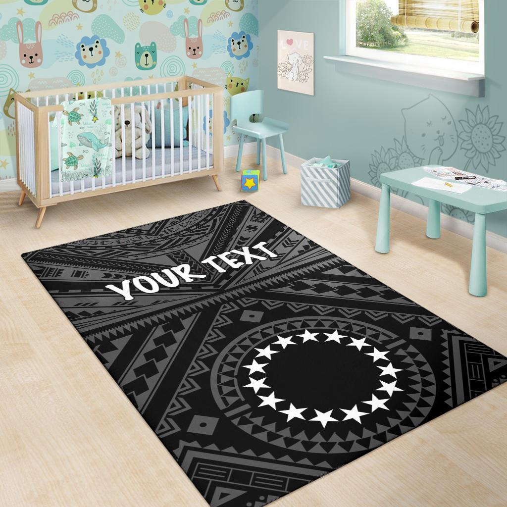 Cook Islands Personalised Area Rug - Seal With Polynesian Tattoo Style ( Black)-Myprintsy