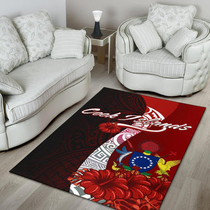 Cook Islands Polynesian Area Rug - Coat Of Arm With Hibiscus-Myprintsy