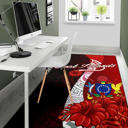 Cook Islands Polynesian Area Rug - Coat Of Arm With Hibiscus-Myprintsy