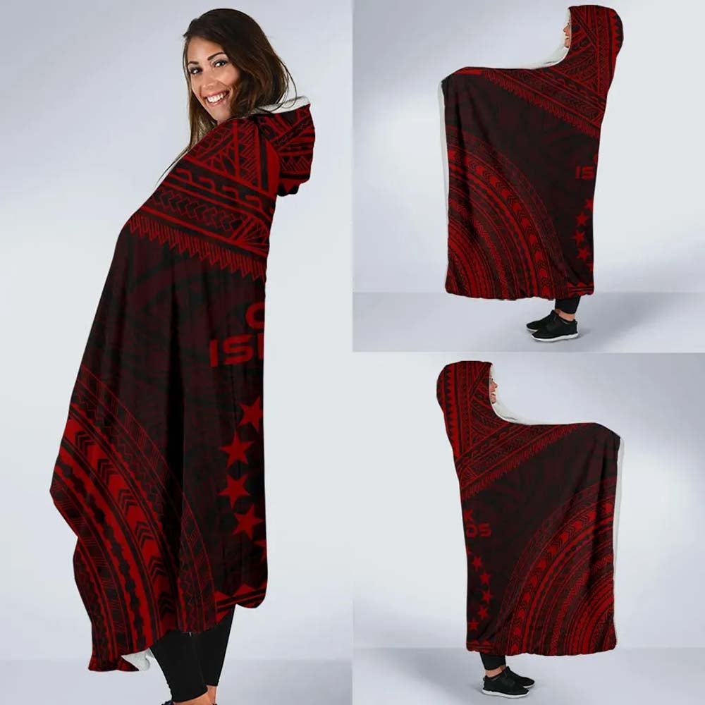 Cook Islands Polynesian Chief Hooded Blanket - Red Version-Myprintsy