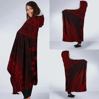 Cook Islands Polynesian Chief Hooded Blanket - Red Version-Myprintsy
