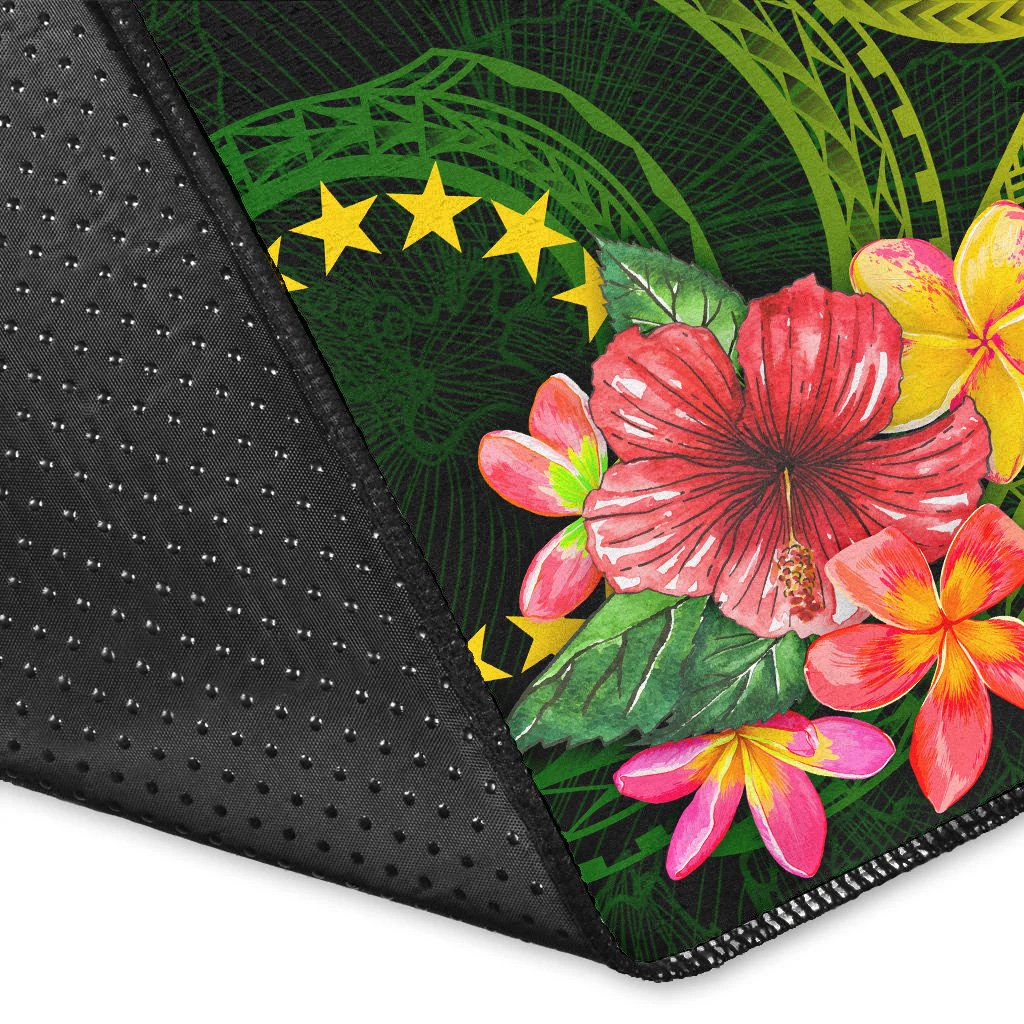 Cook Islands Polynesian Custom Personalised Area Rug - Floral With Seal Flag Color-Myprintsy