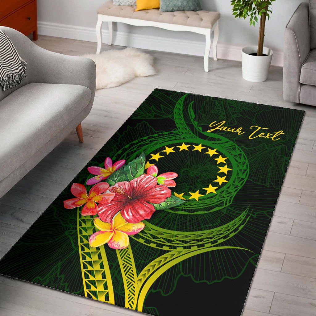 Cook Islands Polynesian Custom Personalised Area Rug - Floral With Seal Flag Color-Myprintsy