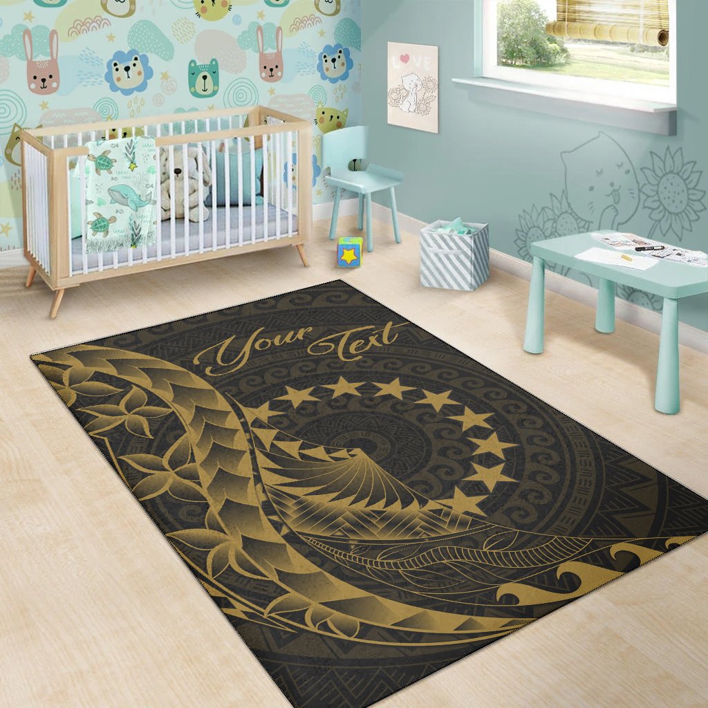 Cook Islandss Area Rug - Custom Polynesian Pattern Style Gold Color-Myprintsy
