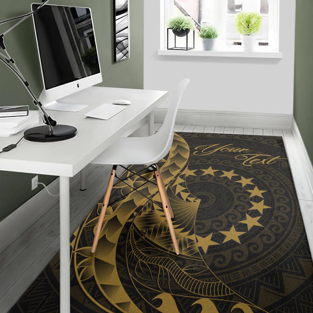 Cook Islandss Area Rug - Custom Polynesian Pattern Style Gold Color-Myprintsy