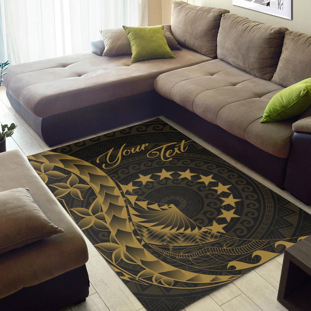Cook Islandss Area Rug - Custom Polynesian Pattern Style Gold Color-Myprintsy