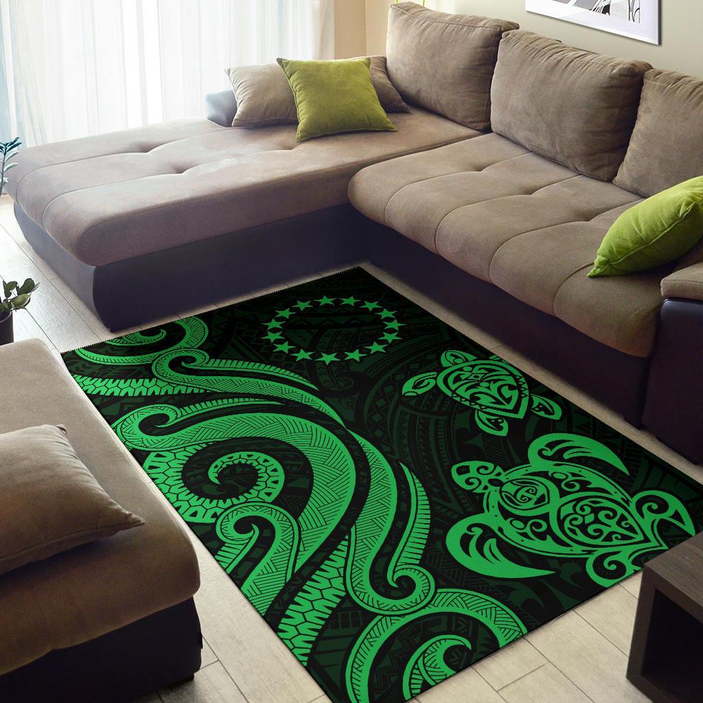 Cook Islandss Area Rug - Green Tentacle Turtle-Myprintsy