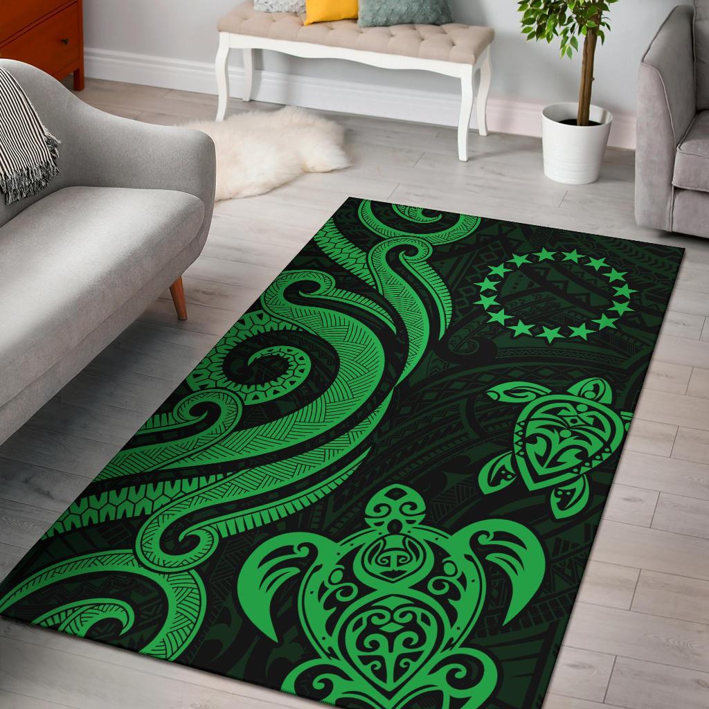 Cook Islandss Area Rug - Green Tentacle Turtle-Myprintsy