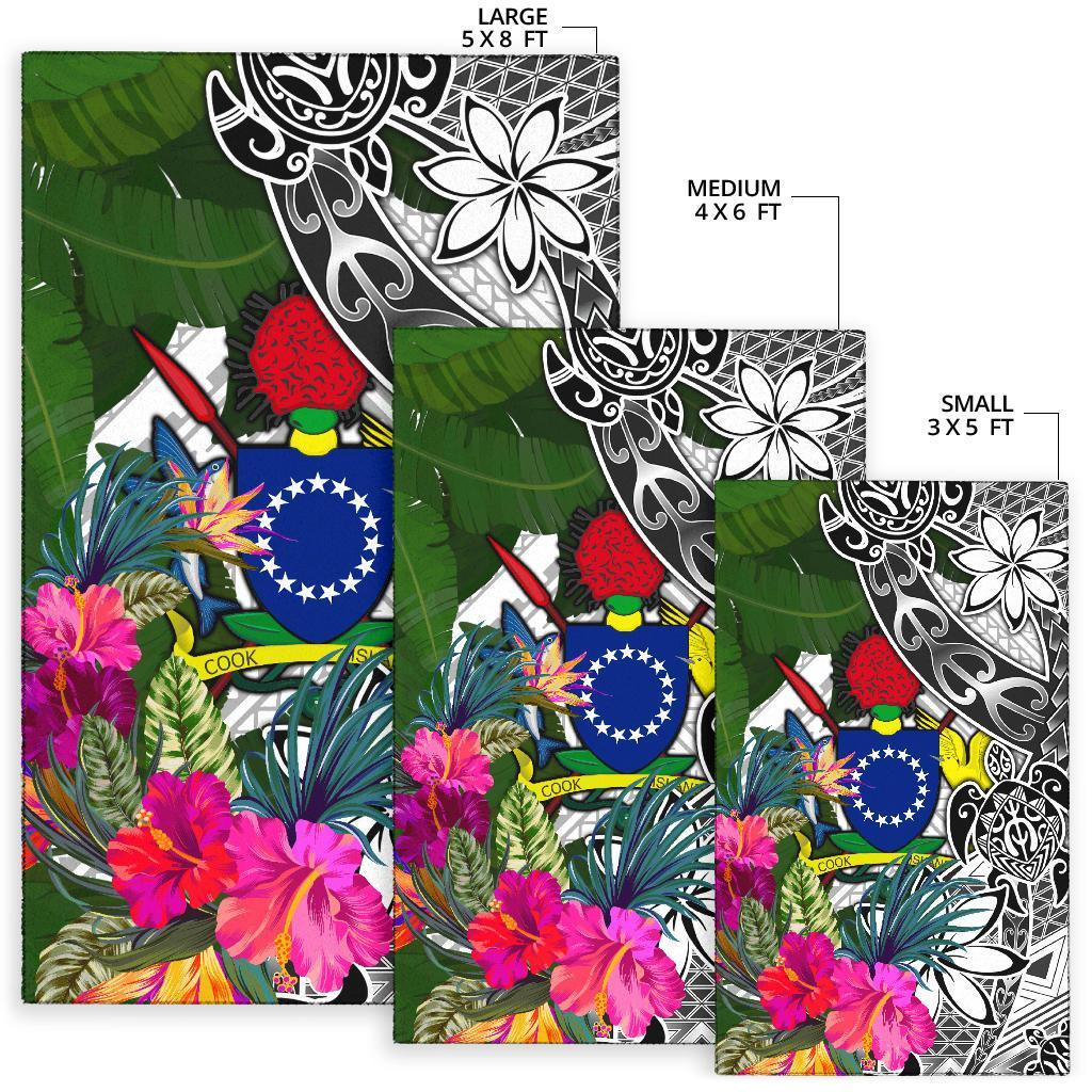 Cook Islandss Area Rug White - Turtle Plumeria Banana Leaf-Myprintsy