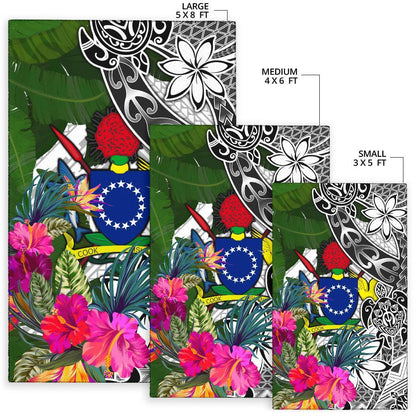 Cook Islandss Area Rug White - Turtle Plumeria Banana Leaf-Myprintsy