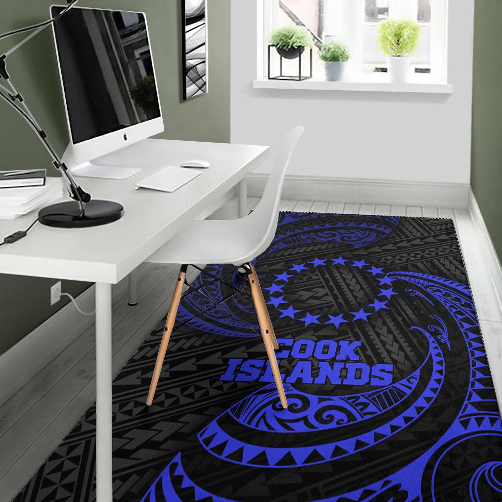 Cook Islandss Polynesian Area Rug - Blue Tribal Wave-Myprintsy