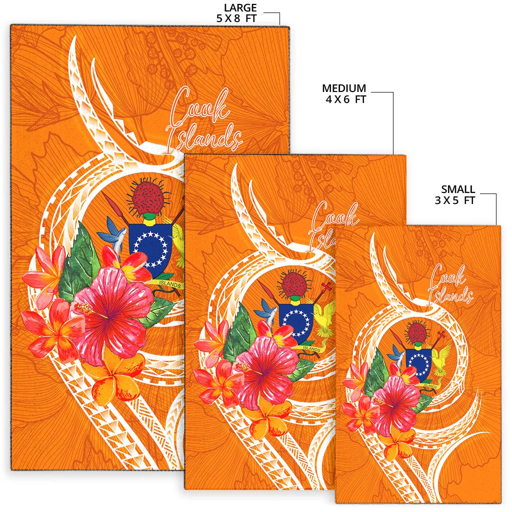 Cook Islandss Polynesian Area Rug - Orange Floral With Seal-Myprintsy