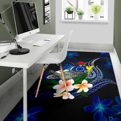 Cook Islandss Polynesian Area Rug - Turtle With Plumeria Flowers-Myprintsy