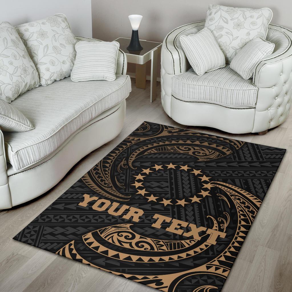Cook Islandss Polynesian Custom Personalised Area Rug - Gold Tribal Wave-Myprintsy