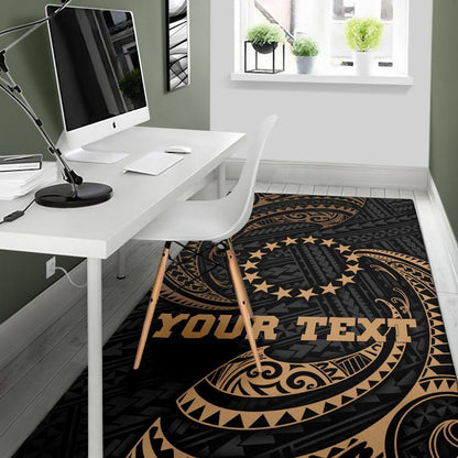 Cook Islandss Polynesian Custom Personalised Area Rug - Gold Tribal Wave-Myprintsy