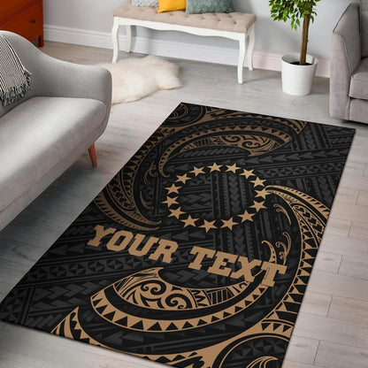 Cook Islandss Polynesian Custom Personalised Area Rug - Gold Tribal Wave-Myprintsy