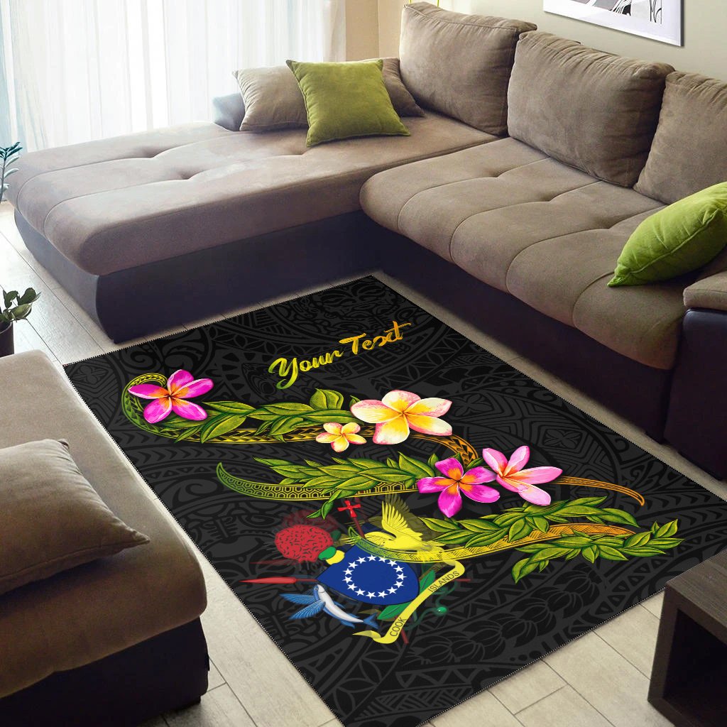 Cook Islandss Polynesian Custom Personalised Area Rug - Plumeria Tribal-Myprintsy