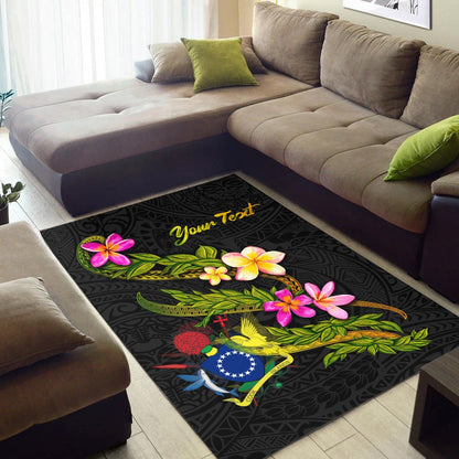 Cook Islandss Polynesian Custom Personalised Area Rug - Plumeria Tribal-Myprintsy