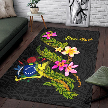 Cook Islandss Polynesian Custom Personalised Area Rug - Plumeria Tribal-Myprintsy