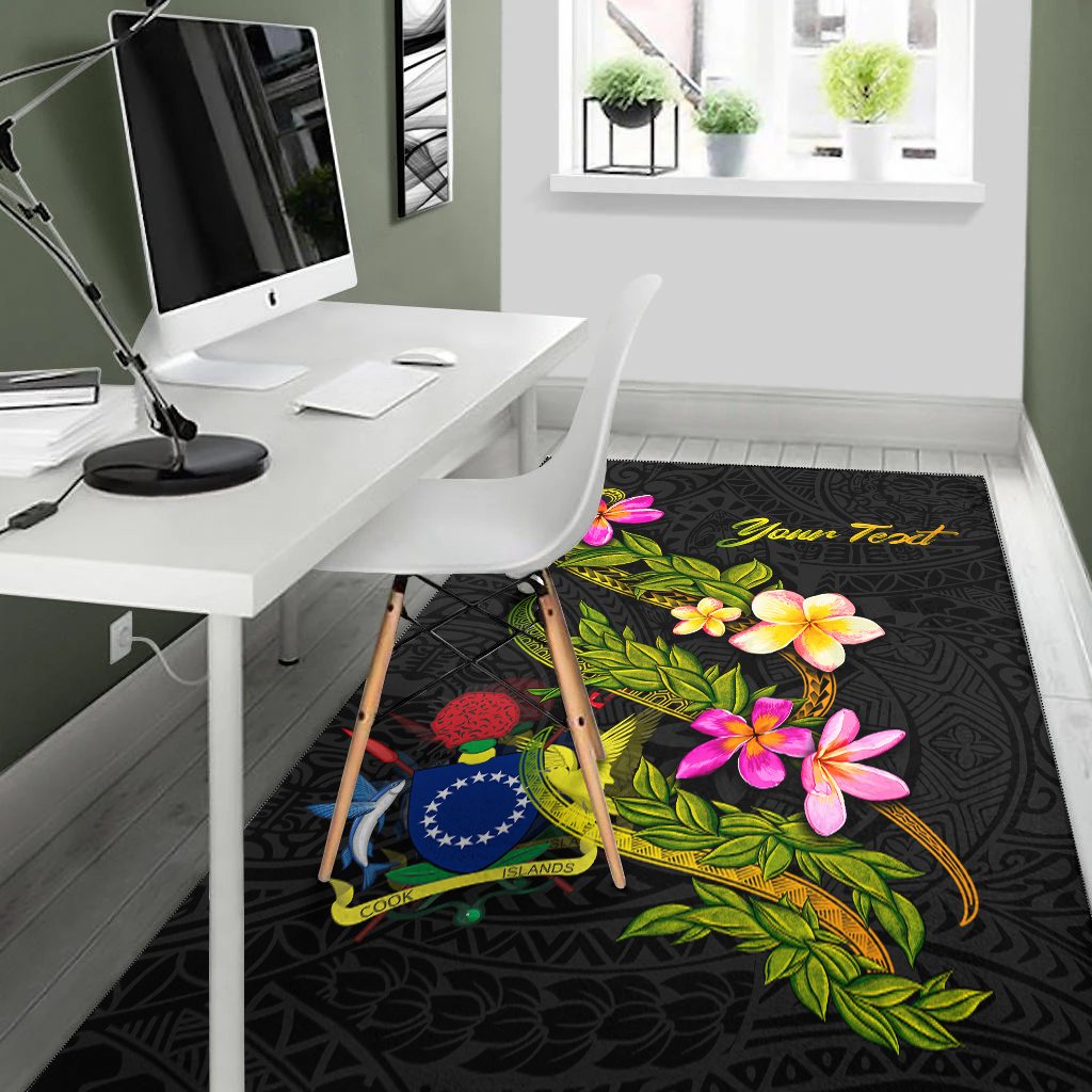 Cook Islandss Polynesian Custom Personalised Area Rug - Plumeria Tribal-Myprintsy