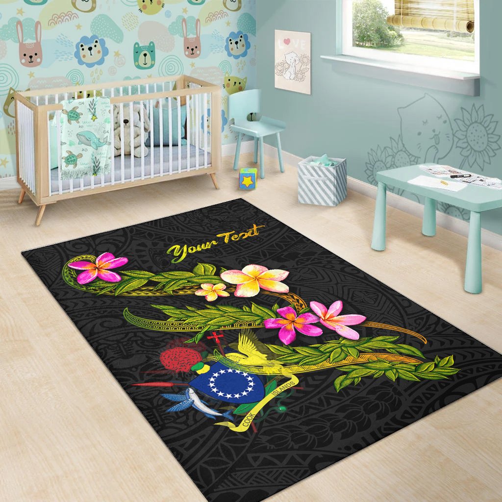 Cook Islandss Polynesian Custom Personalised Area Rug - Plumeria Tribal-Myprintsy