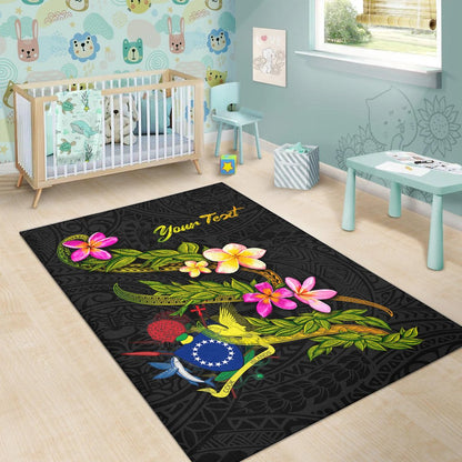 Cook Islandss Polynesian Custom Personalised Area Rug - Plumeria Tribal-Myprintsy