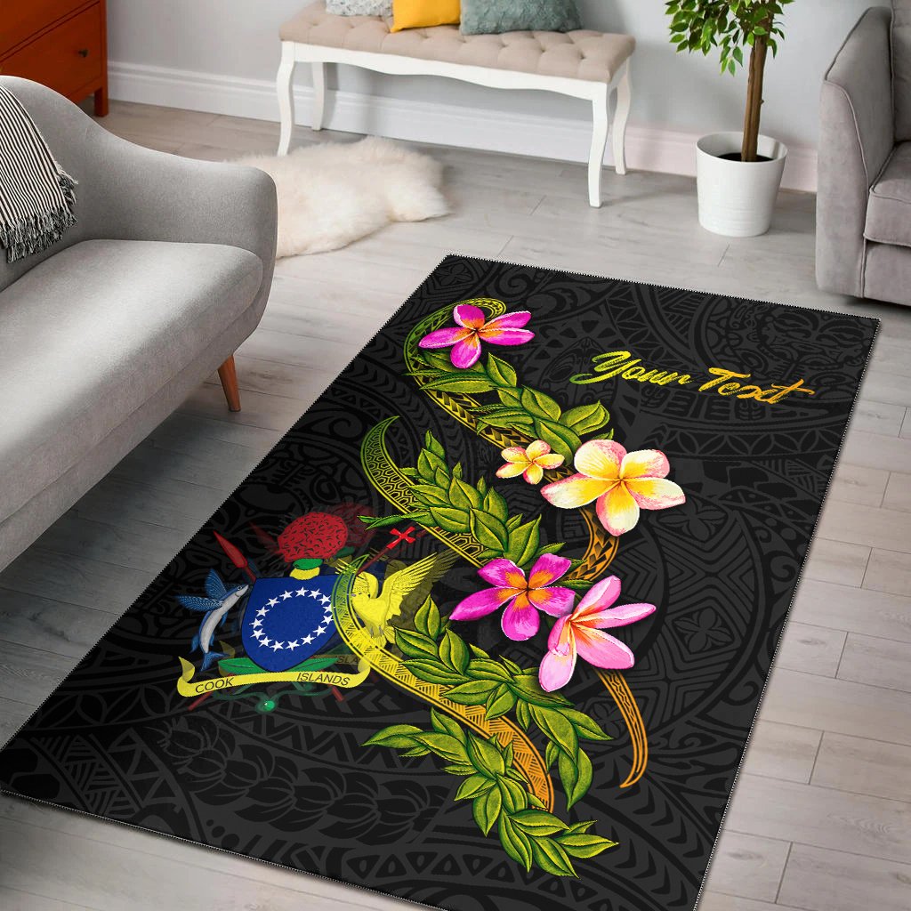 Cook Islandss Polynesian Custom Personalised Area Rug - Plumeria Tribal-Myprintsy