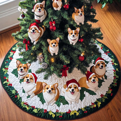 Corgi Adventures Christmas Quilted Tree Skirt VTQ-Myprintsy