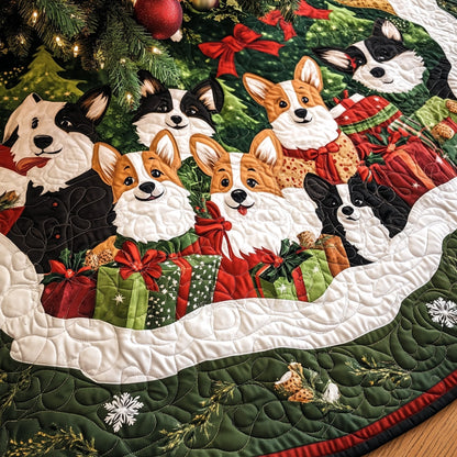 Corgi Christmas Joy Quilted Christmas Tree Skirt-Myprintsy