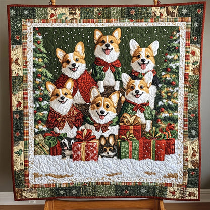 Corgi Christmas Magic Quilted Blanket VTQ-Myprintsy