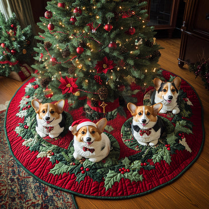 Corgi Christmas Magic Quilted Christmas Tree Skirt VTQ-Myprintsy