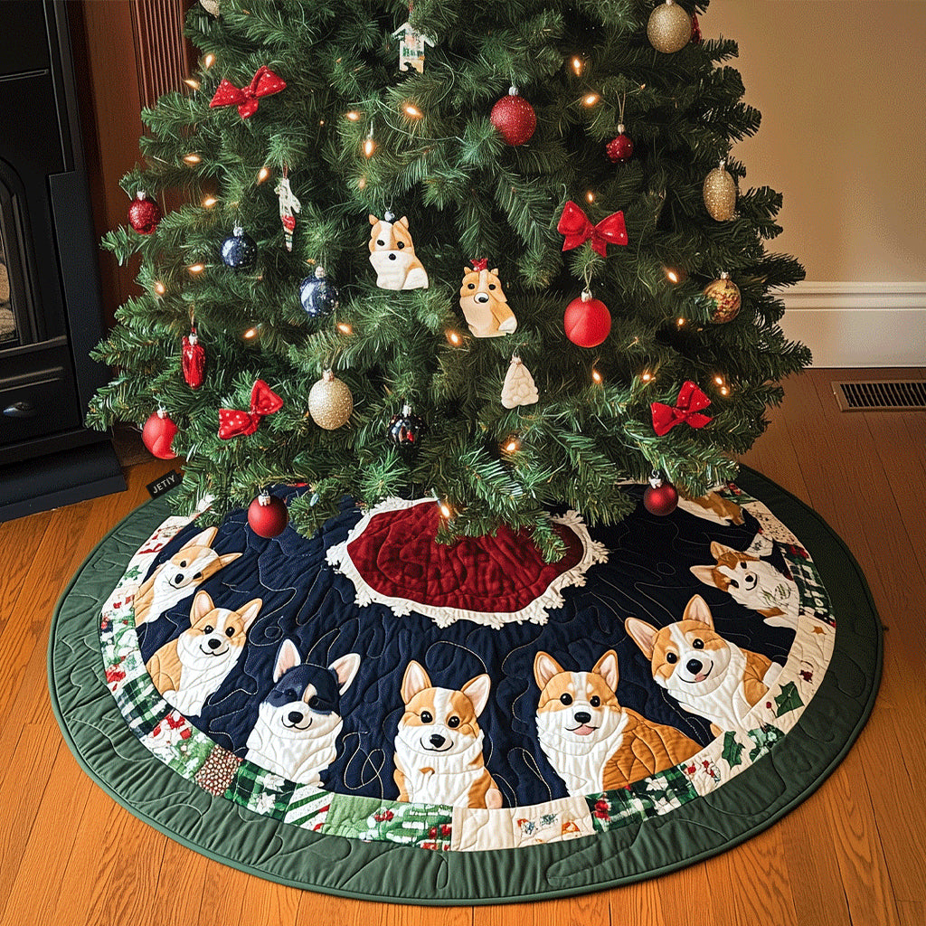 Corgi Festive Quilted Christmas Tree Skirt VTQ-Myprintsy