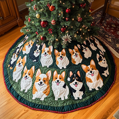 Corgi Magic Christmas Quilted Tree Skirt VH-Myprintsy