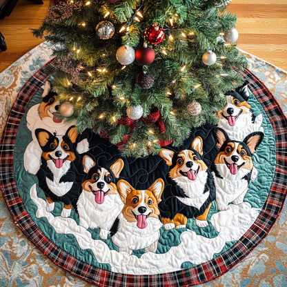 Corgi Serenity Christmas Quilted Tree Skirt VTQ-Myprintsy