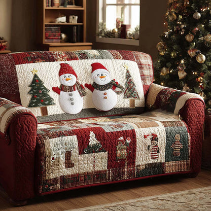 Cottage Snowmen Quilted Sofa Cover VTQ-Myprintsy
