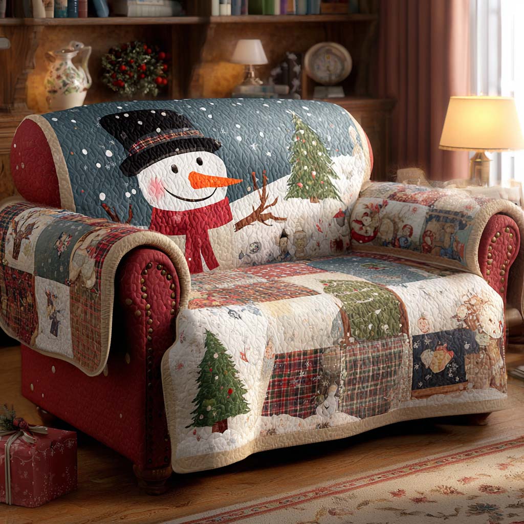 Country Red Snowman Quilted Sofa Cover VTQ-Myprintsy
