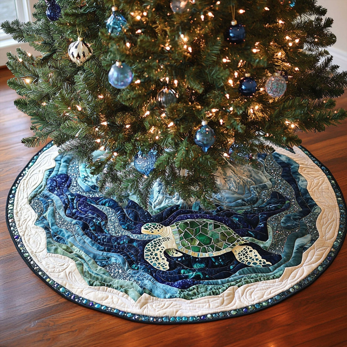 Cove Turtle Quilted Christmas Tree Skirt-Myprintsy