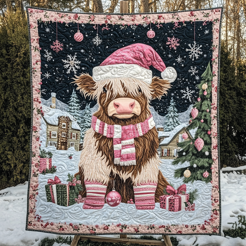 Cow down to Christmas Quilted Blanket VTQ-Myprintsy