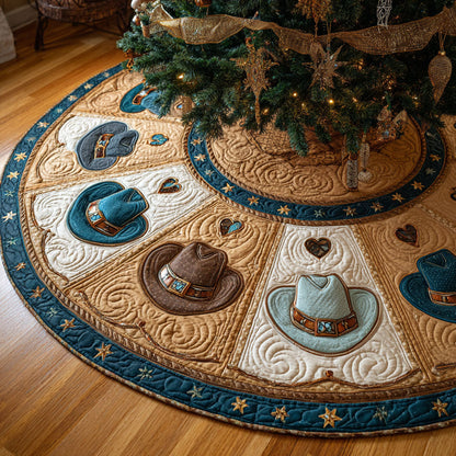 Cowboy Hats Christmas Quilted Tree Skirt-Myprintsy