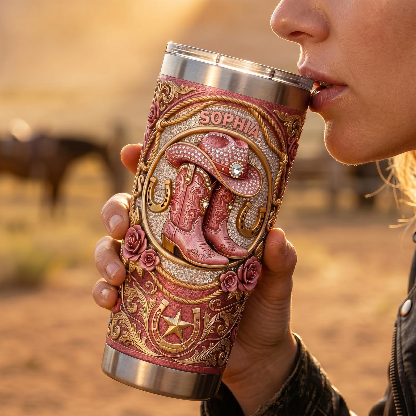Cowgirl Boots Cowboy Hat - Personalized Stainless Steel Tumbler-Myprintsy