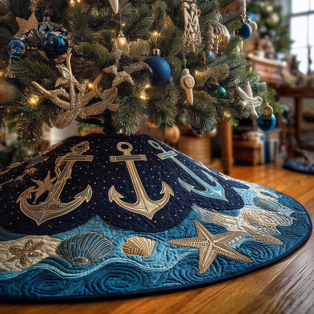 Cozy Anchor Lane Christmas Quilted Tree Skirt-Myprintsy