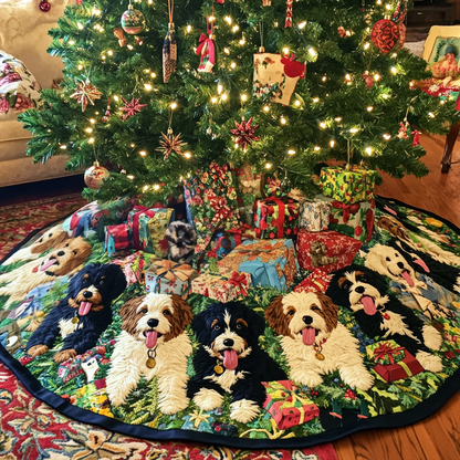 Cozy Bernedoodle Noel Christmas Quilted Tree Skirt VTQ-Myprintsy