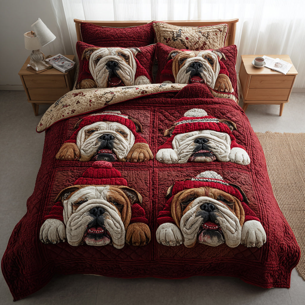 Cozy Bulldog Bunch -Piece Quilted Bedding Set VTQ-Myprintsy