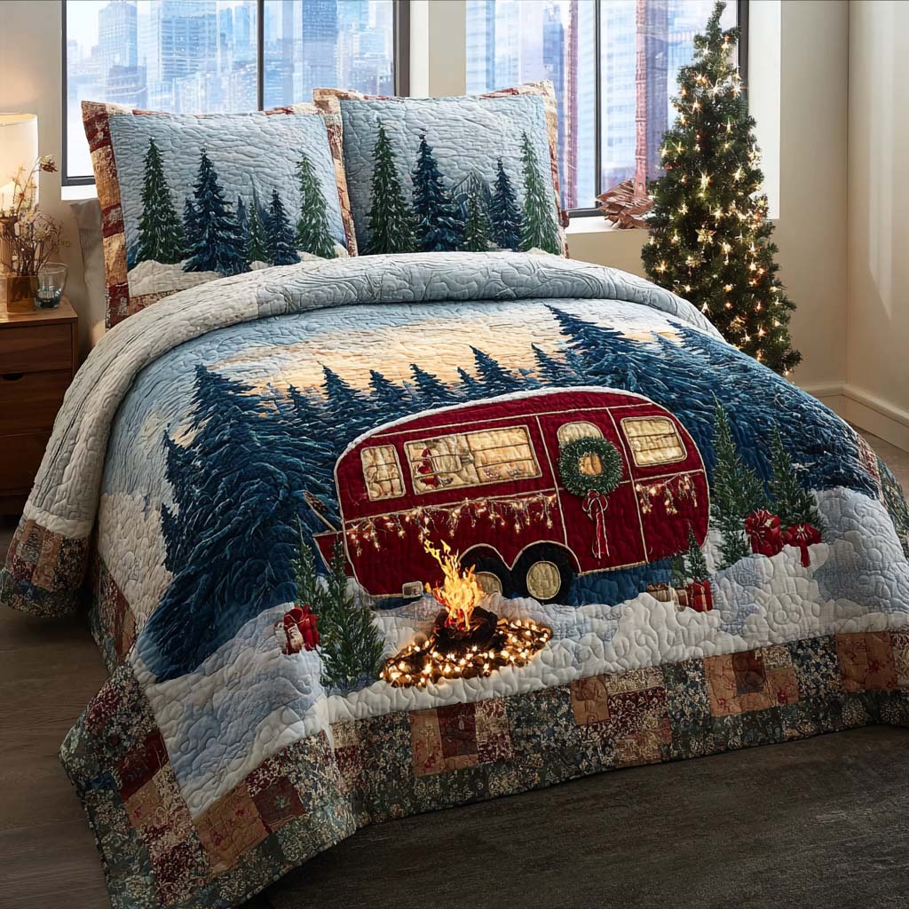 Cozy Camp Xmas -Piece Quilted Bedding Set VTQ-Myprintsy