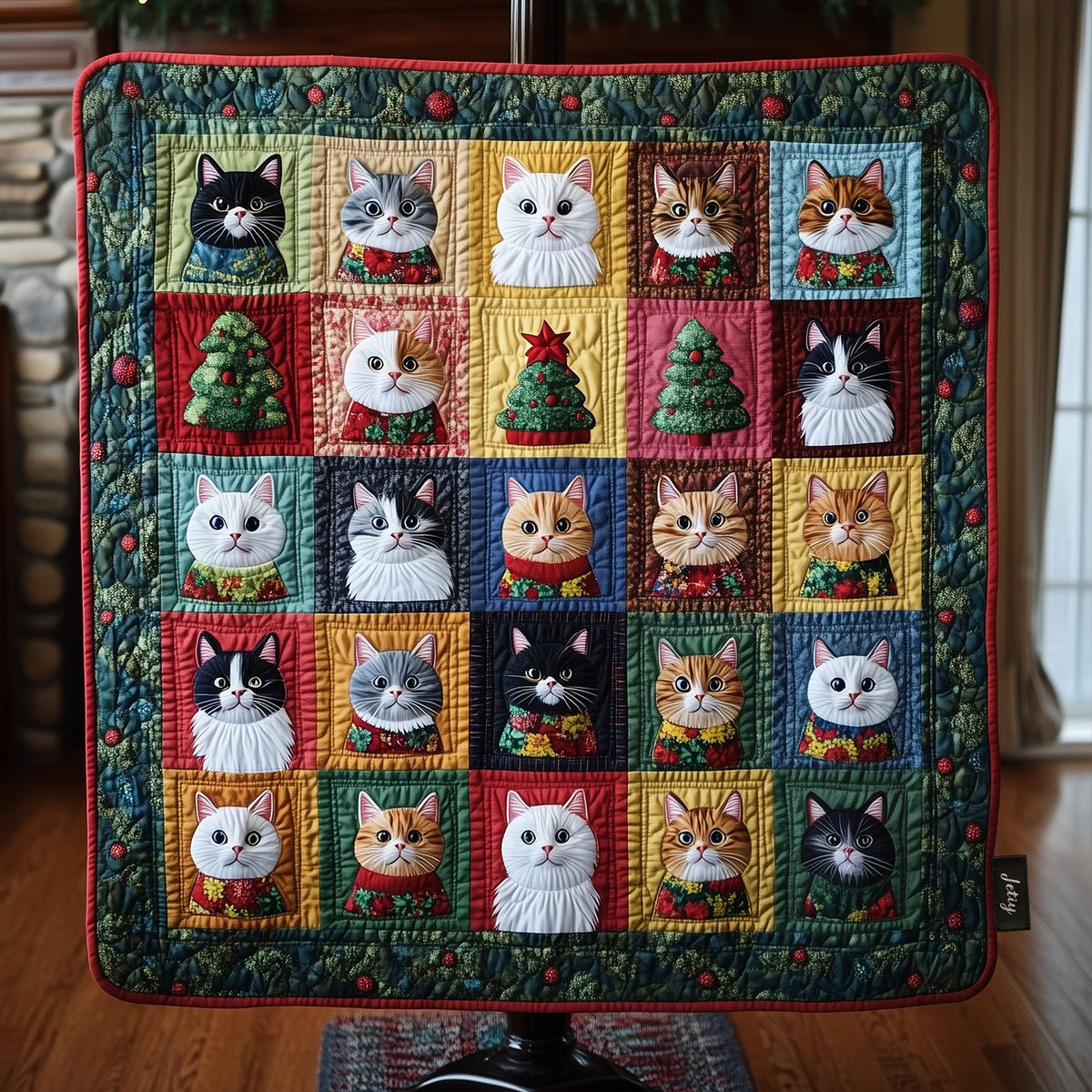Cozy Cat Clusters Quilted Blanket VTQ-Myprintsy