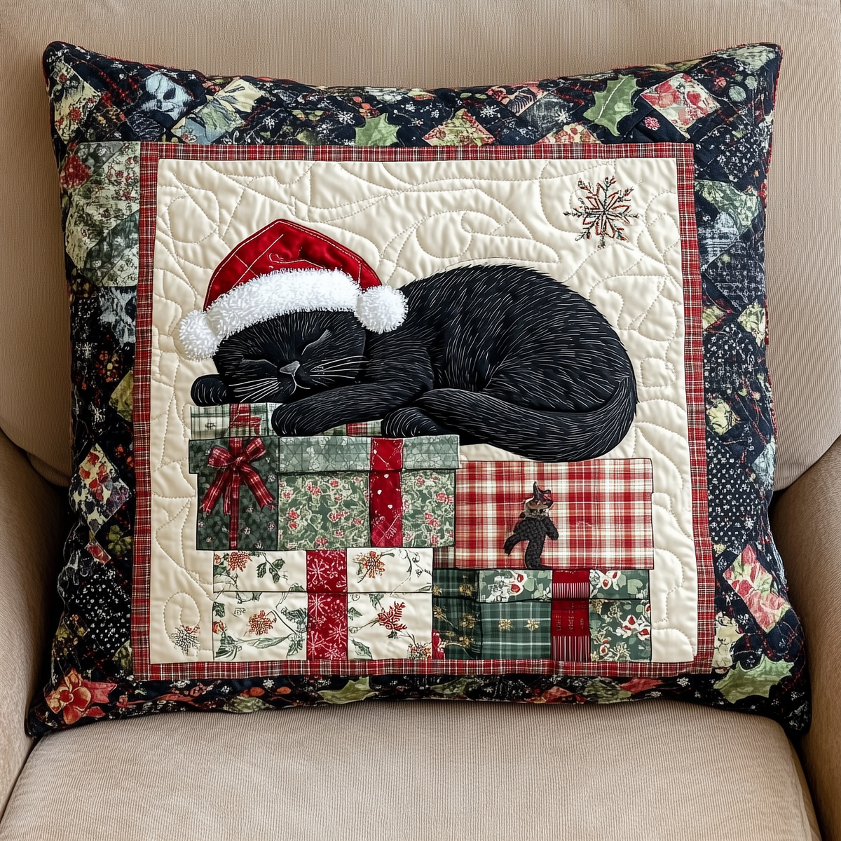 Cozy Christmas Cats Quilted Pillow Case VTQ-Myprintsy