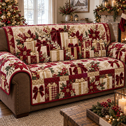 Cozy Christmas Cottage Quilted Sofa Cover VTQ-Myprintsy